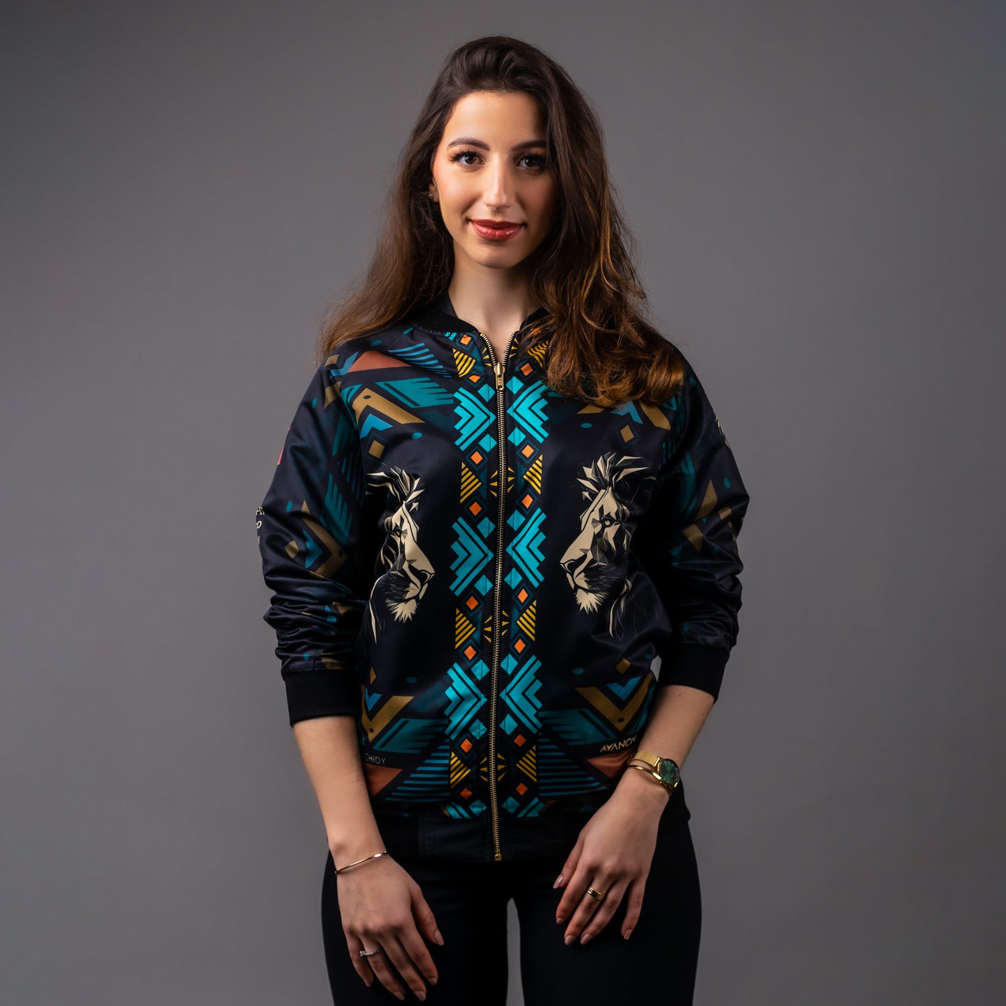 AVANCHI ATLAS LION REVERSIBLE BOMBER JACKET