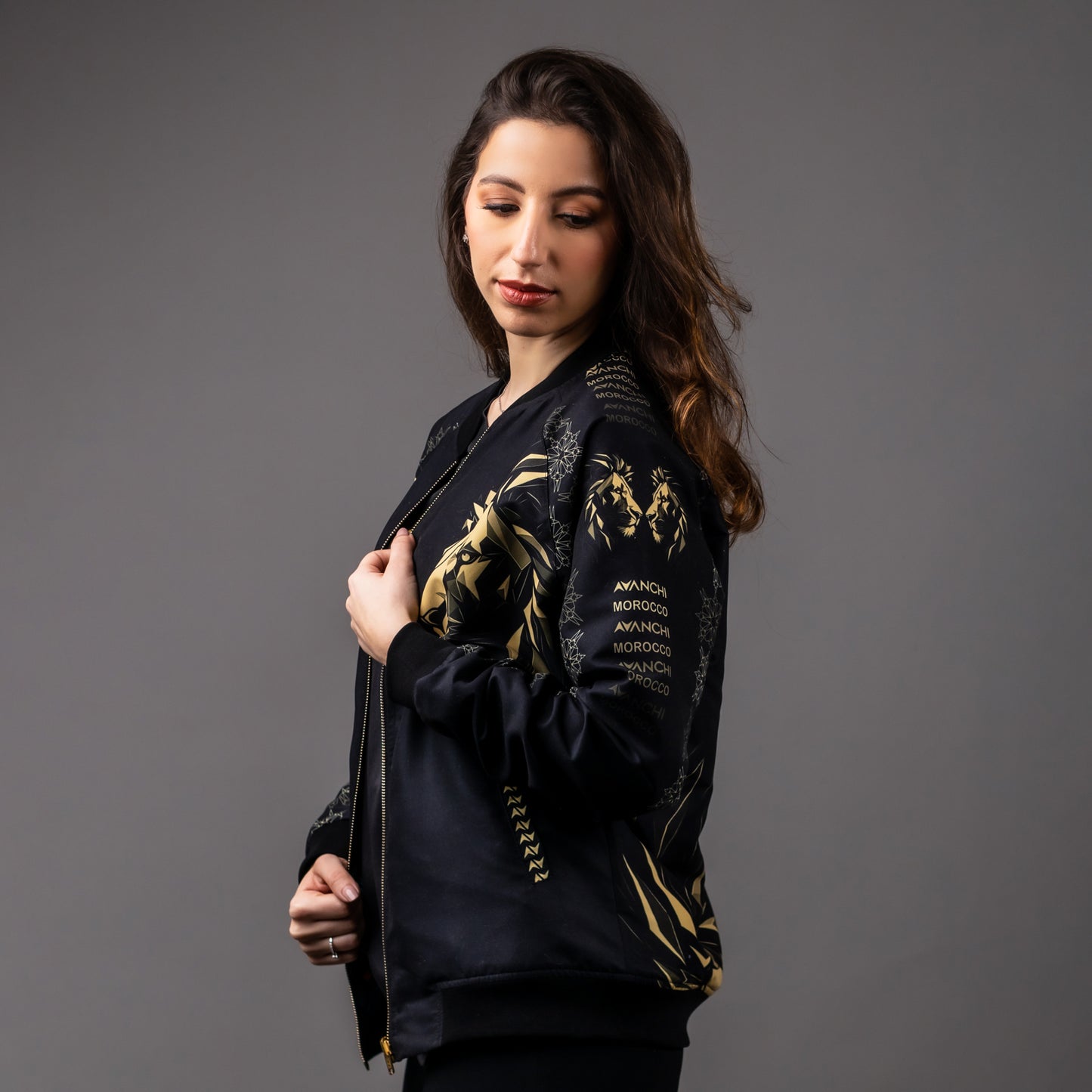 AVANCHI ATLAS LION REVERSIBLE BOMBER JACKET