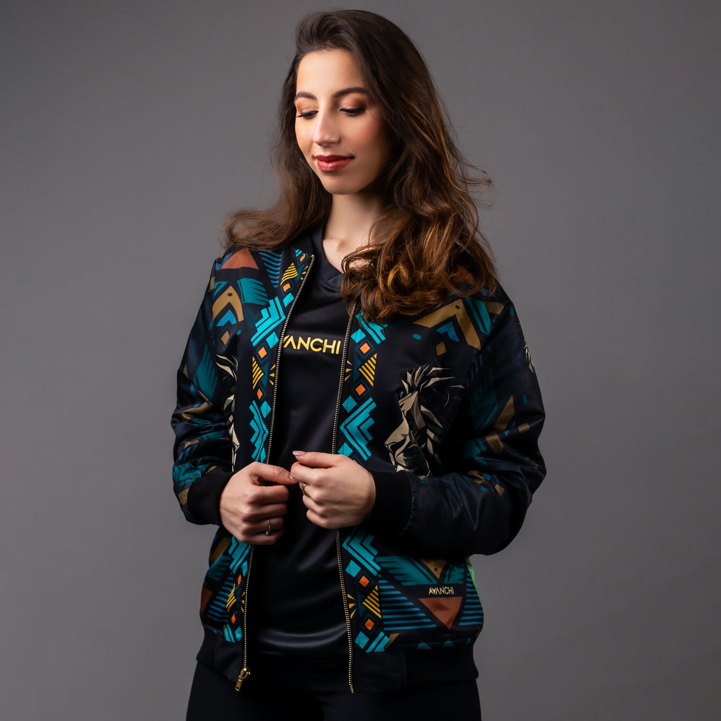 AVANCHI ATLAS LION REVERSIBLE BOMBER JACKET